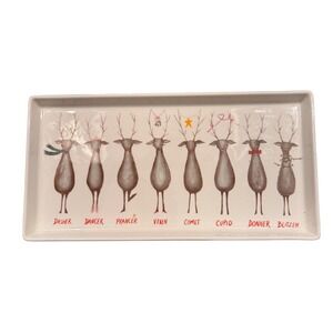 Creative Co-Op Little E Studio Reindeer Ceramic Christmas Serving Tray Platter